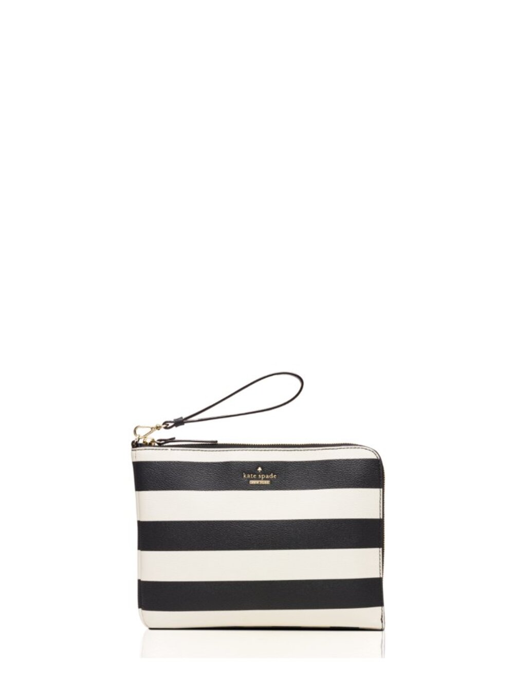 Kate Spade Quentin Stripe Wristlet  Pouch Everpurse- Black and White- Charger